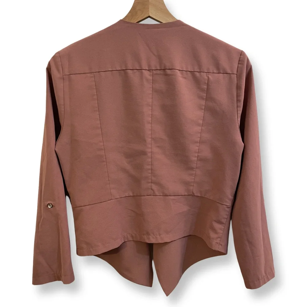 Pre-Owned Michel Lightweight Rose Open Front Blazer Jacket Size S - Picture 2 of 3